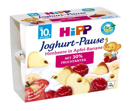 HiPP BIO Jogurtowa Chwila Jabłka-Banany-Maliny deser jogurtowy po 9. miesiącu 400 g 