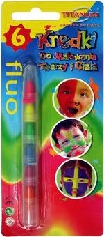 lápices de colores Titanum para pintar caras y cuerpos 6 colores Fluo
