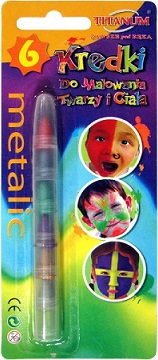 Titanum crayons to paint faces and bodies 6 colors Metallic