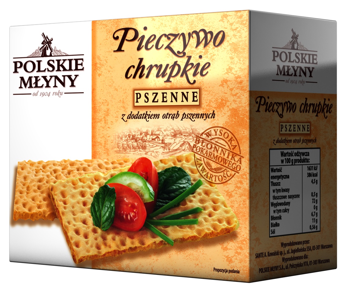 Polskie Młyny Pieczywo chrupkie pszenne z dodatkiem otrąb pszennych