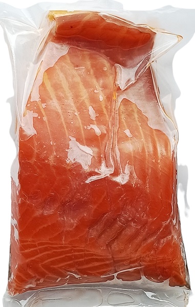 Steak with smoked Norwegian salmon vacuum packed