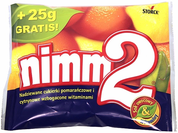 Nimm 2 nadziewane cukierki pomarańczowe i cytrynowe + 25g gratis