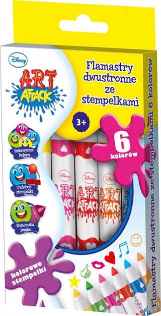 Astra Flamastry dwustronne ze stempelkami 6 kolorów Disney Art Attack