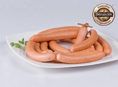 Traditional Food Sausage delicatessen, smoked, steamed