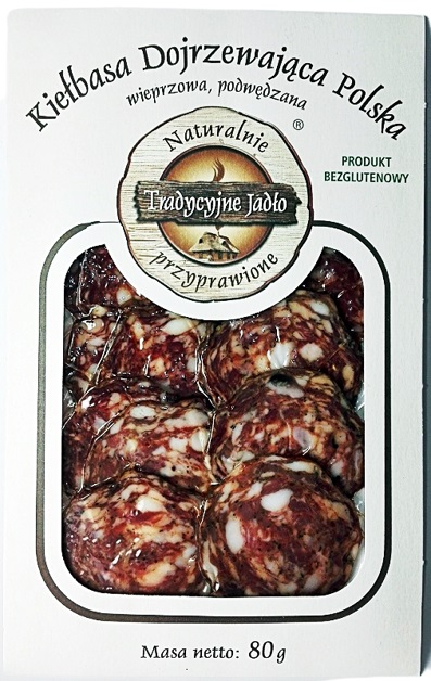 Traditional Food Sausage Polish pork, matured, smoked