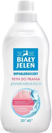 Biały jeleń hipoalergiczny płyn do prania tkanin jedwab wełna puch