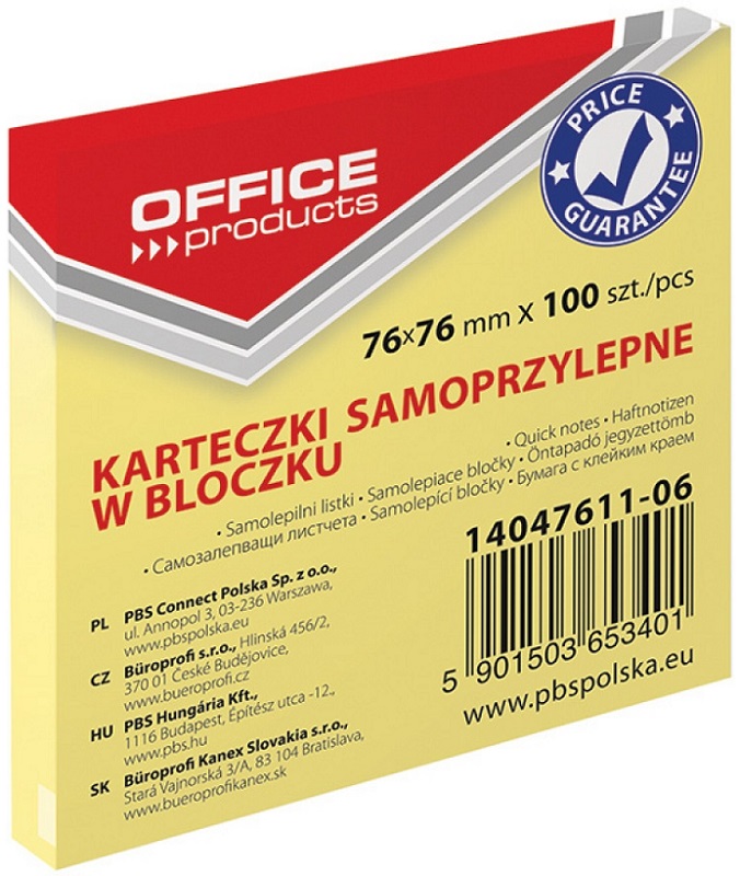 Office Karteczki samoprzylepne w bloczku 76x76 mm