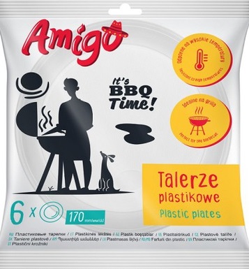 Amigo Talerzyki plastikowe 220 mm, 6 sztuk