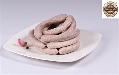 Traditional food sausage White delicatessens