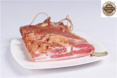 Traditional food raw smoked bacon