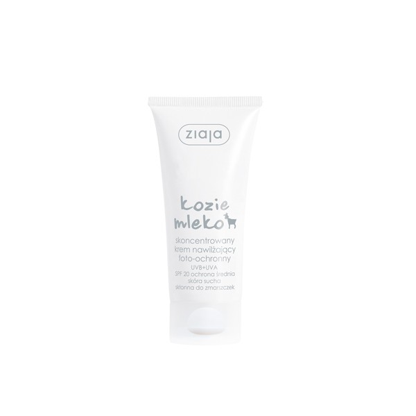 lait hydratant photo-protection UVA concentré de chèvre de Ziaja + UVB SPF 20 peaux sèches et sujettes aux rides