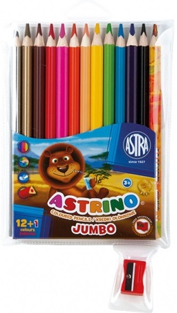 Astra Coloured pencils Astrino triangular Jumbo 12 + 1 color free with sharpener