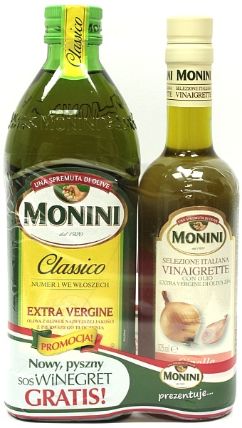 Monini oliwa z oliwek Extra Vergin 750ml + sos vinaigrette 375ml gratis