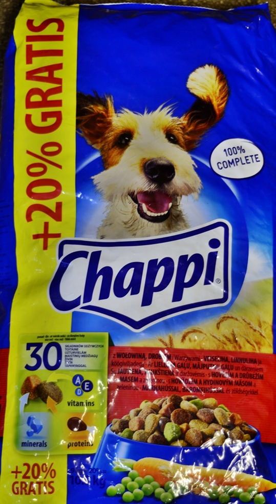 Chappi sucha karma z wołowiną,drobiem i warzywami 9 kg+20% gratis