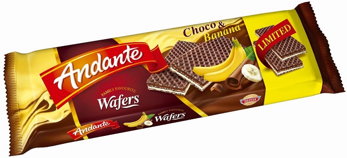 Andante Wafelki z kremowym nadzieniem kakaowo-czekoladowym i bananowym