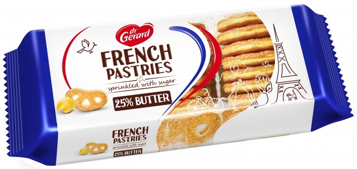 pasteles Dr. Gerard franceses decorados con azúcar, mantequilla 25%