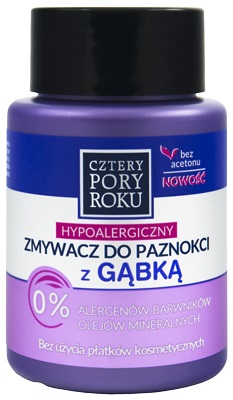 Cztery Pory Roku Hypoalergiczny zmywacz do paznokci z gąbką  bez acetonu