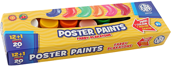 Astra Farby plakatowe 12 kolorów + 1 kolor gratis
