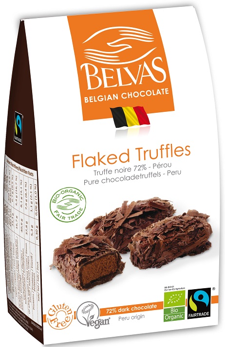 Belvas Belgijskie czekoladki truffle gorzka czekolada 72% BIO