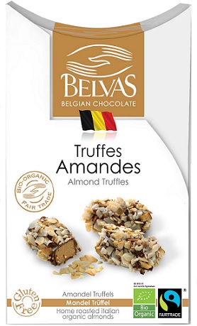 Belvas BIO Belgian truffle chocolates with almonds