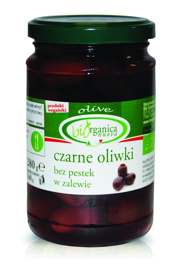 Bioragnica Nouva entkernte schwarze Oliven in Salzlake BIO