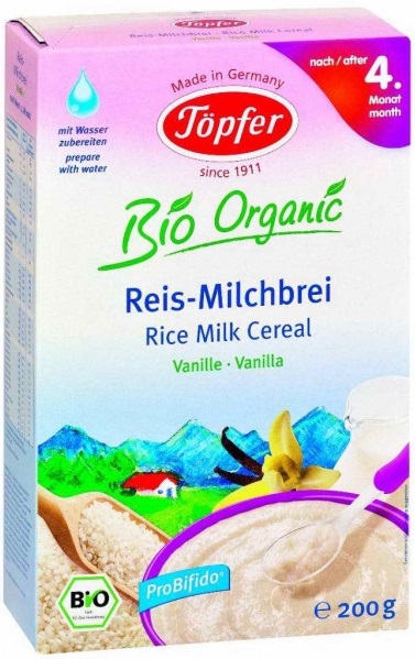 Топфер рисовая каша молоко BIO безлепковое ванили
