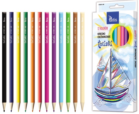Tetis Crayons de couleur triangulaires 12 couleurs tetiski