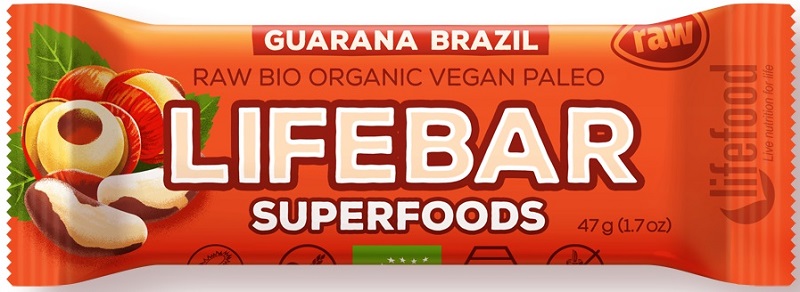 Lifefood Baton z orzechami  brazylijskimi i guaraną RAW bezglutenowy BIO