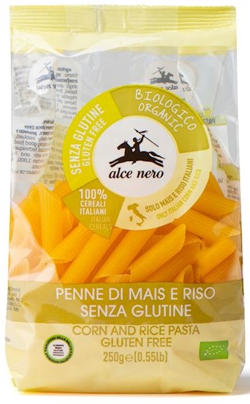 Alce Nero Corn and Rice Penne Pasta. Gluten-free BIO