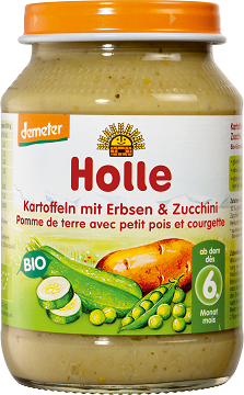 les pommes de terre Holle avec des pois et courgettes gluten BIO libre