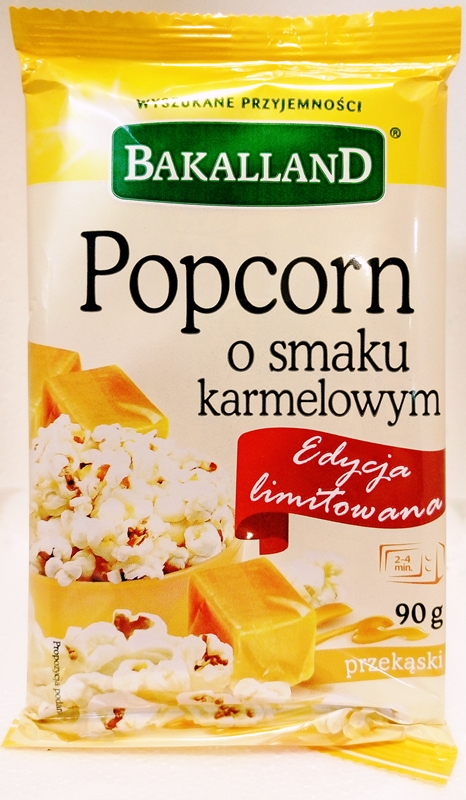 Bakalland Popcorn o smaku karmelowym do kuchenki mikrofalowej