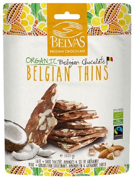 Belvas Milchschokoladenstückchen mit Mandeln und Kokos BIO