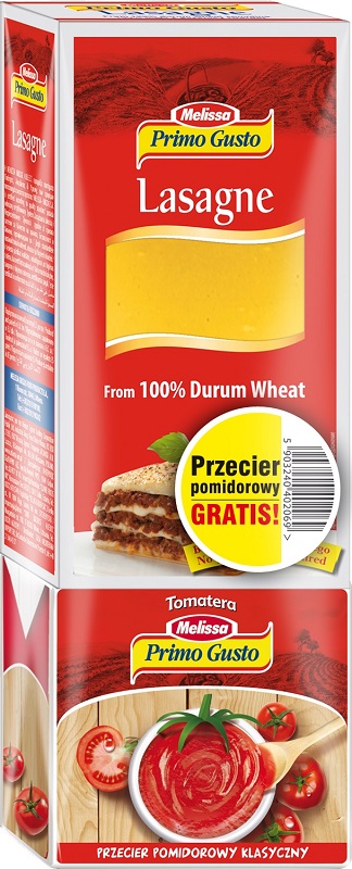 Primo Gusto Lasagne pasta 100% Durum + tomato puree 500g for free