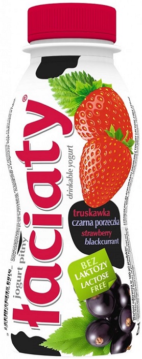 Łaciaty Jogurt pitny bez laktozy truskawka - czarna porzeczka