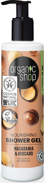 Organic Shop Gel de ducha nutritivo con nueces de macadamia y aceite de aguacate ECO 