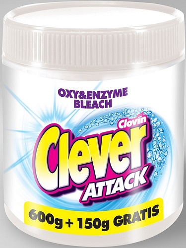 Clovin Clever Attack Tlenowy wybielacz w proszku  do tkanin białych i kolorowych