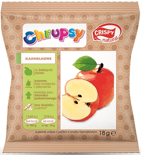 Crispy Natural Chrupsy Suszone chipsy z jabłka o smaku karmelowym