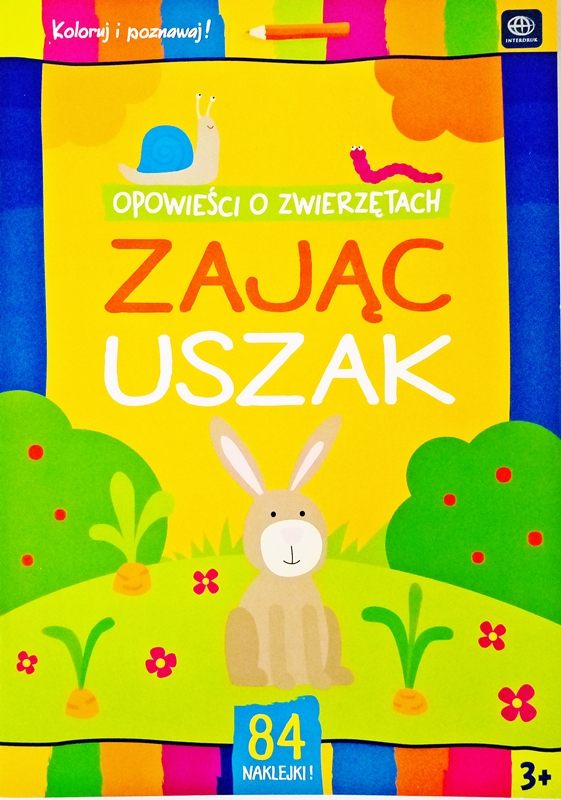 Interdruk книжка-раскраска с наклейками "Рассказы о животных" ушастых зайца