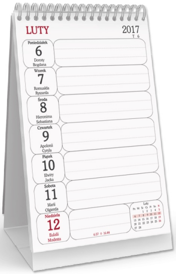 Kalendarz biurkowy stojący pionowy spiralowany 2017 A5