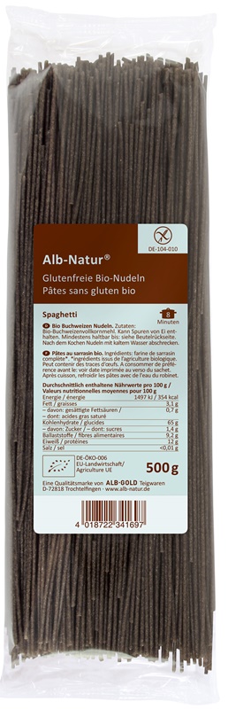 Alb Alb-Gold Natur alforfón fideos espaguetis gluten libre de BIO