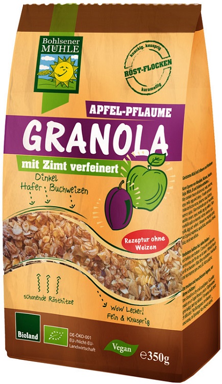 Bohlsener Muhle granola orgánica de manzana ciruela