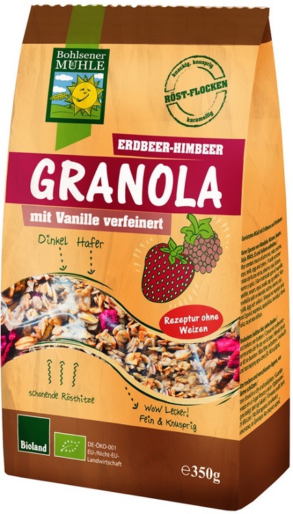 Bohlsener Muhle granola orgánica de fresa y frambuesa