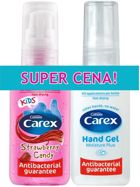 Carex antibacterial hand gel duo Strawberry Candy + Moisture Plus