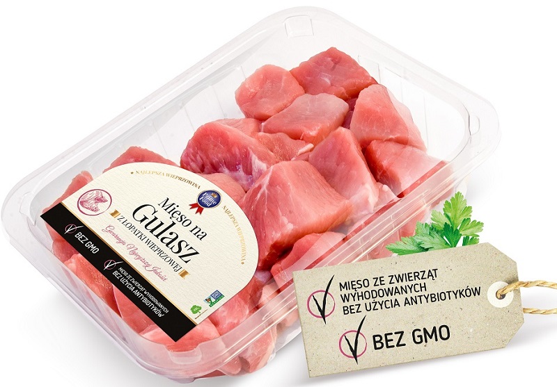 Mięso na gulasz z łopatki wieprzowina z hodowli bez użycia antybiotyków i bez GMO