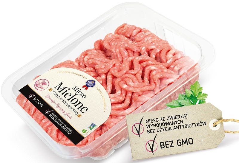 Mięso mielone z szynki wieprzowej z hodowli bez użycia antybiotyków i bez GMO. Prime Food