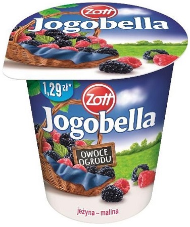 Zott Jogobella yogur de frutas del jardín de mora y frambuesa