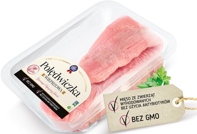 Pork loin from farming without antibiotics and without GMO. Prime Food