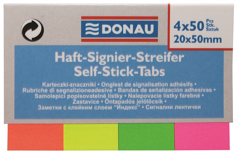Donau Neon paper indexing tabs 50x20mm