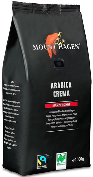 Mount Hagen Arabica coffee beans 100% crema fair trade organic