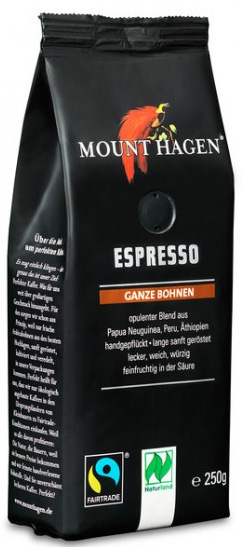 Кофе в зернах Mount Hagen Arabica, 100% эспрессо, произведенный по справедливой торговле, БИО